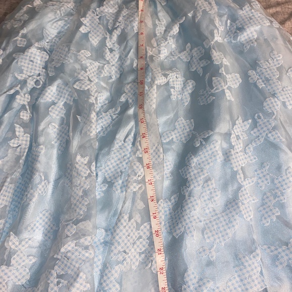 Light Blue Floral Accent Flare Skirt - Picture 6 of 11
